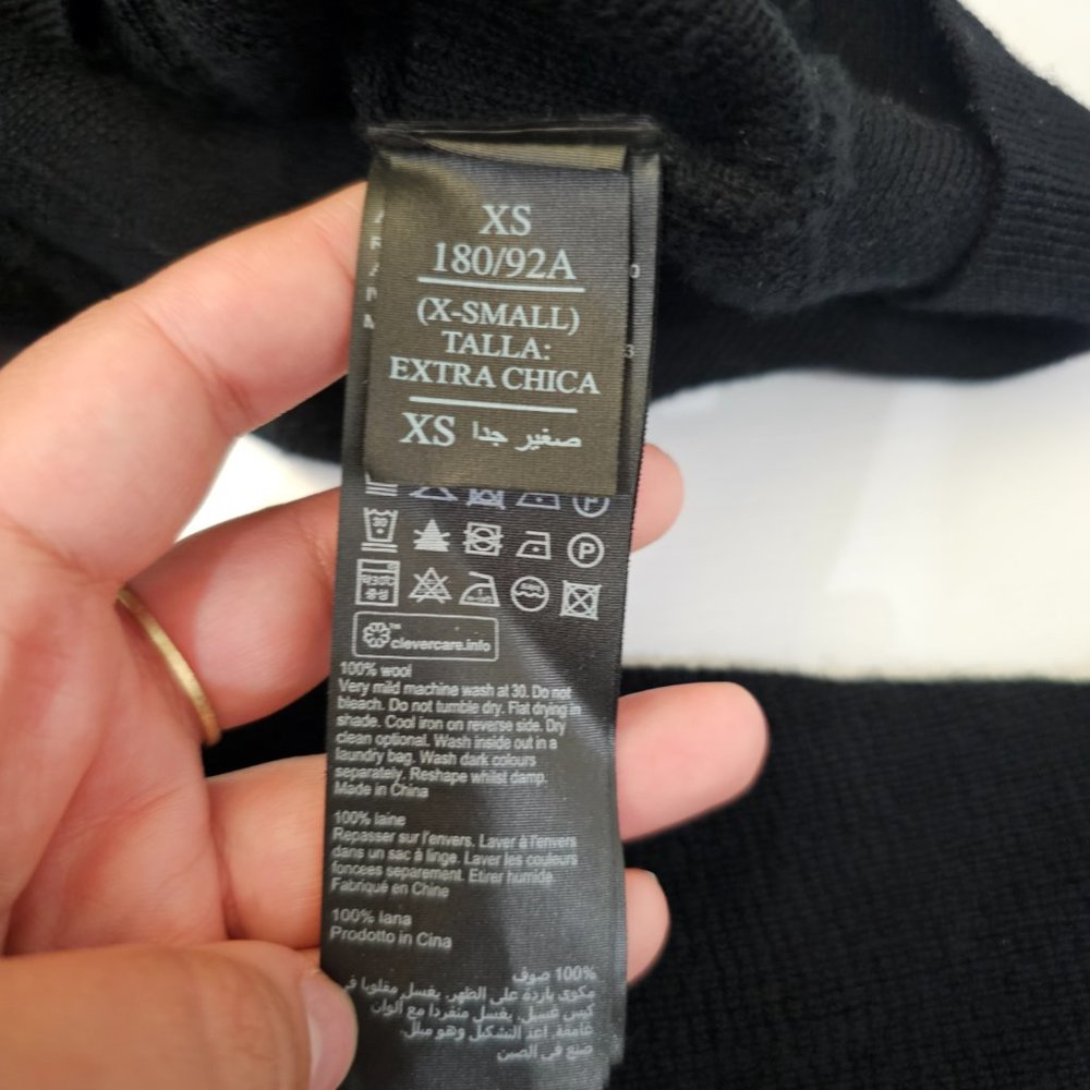 AllSaints Men's Black Ivar 100% Merino Long Sleeve Hoodie size XS - Picture 10 of 16